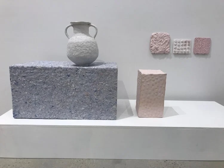 Reinventing the Medium, 2017 Stained paper clay, papier-mâché, stained plaster, earthenware glaze, earthenware, acrylic spray paint, wooden ware board, stained acrylic render. Photo_Sarah Weston