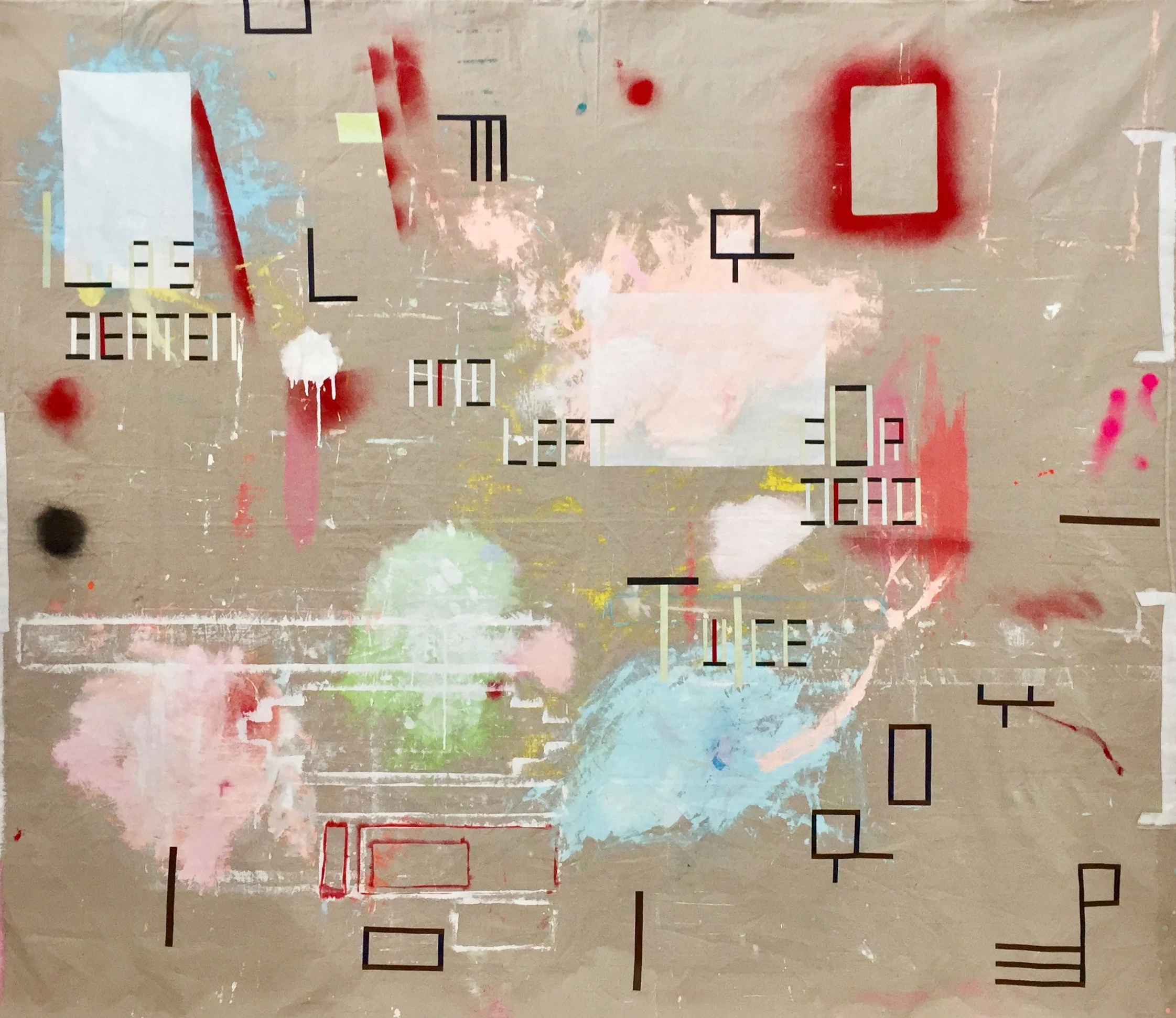 Sarah crowEST, Beaten and Left for Dead (detail) 2013 - 2018, linen, synthetic polymer paint, 254 x 218 cm
