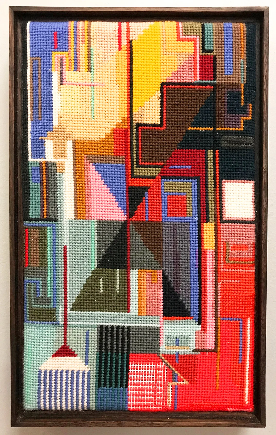 Lisa Young, Untitled No. 1 , 2019, Wool, cotton canvas, custom Victorian ash black stained wooden frame, 29.7 x 21 cm. Image courtesy Sarah Scout Presents