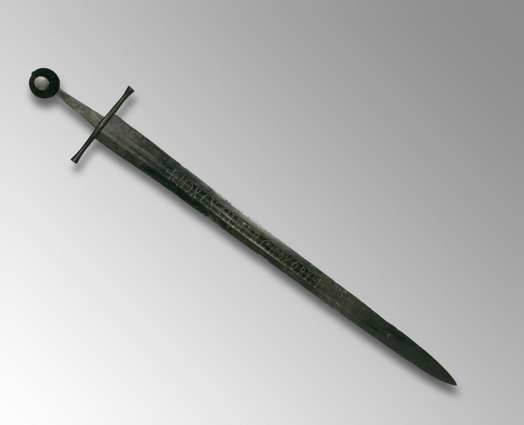 A 13th century, double-edged sword, possibly of German manufacture but discovered in England in the 19th century (British Museum 1858,1116.5): image; the British Museum.