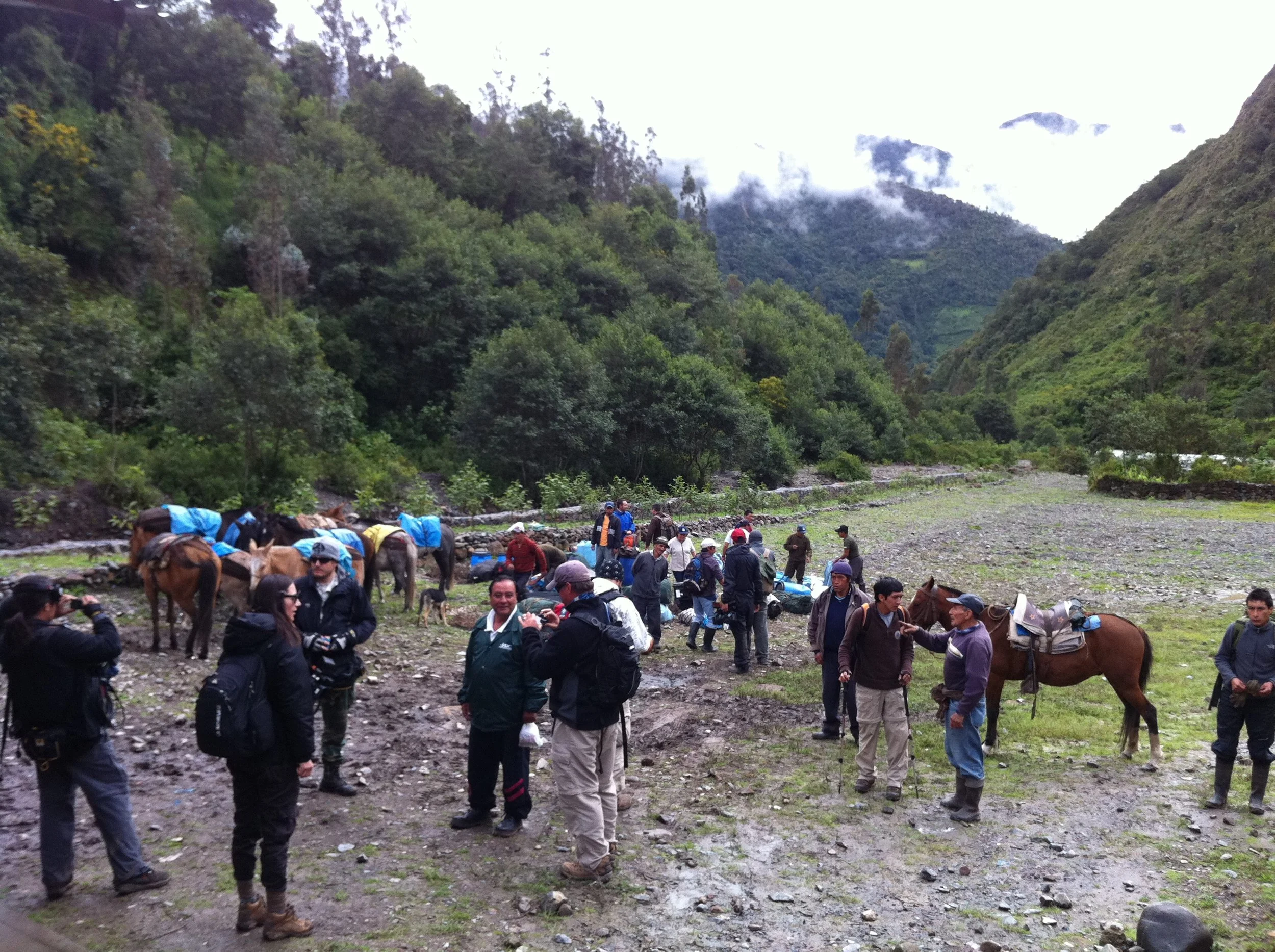 Our expedition crew rallying together at the foothills of the Vilcabamba region.