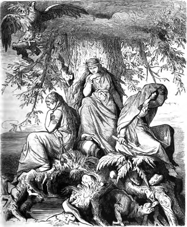 The Norns Urd, Verdandi, and Skuld under the World-tree Yggdrasil, by Ludwig Burger, 1882.