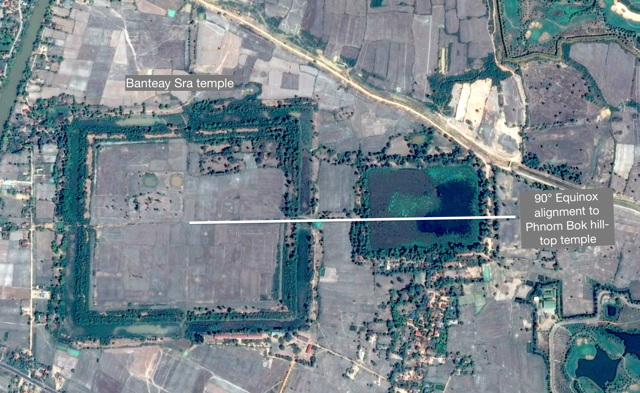 Figure 18: The alignment form Phnom Bok hill is accurate to less than a meter of accuracy over over 31 kilometers.