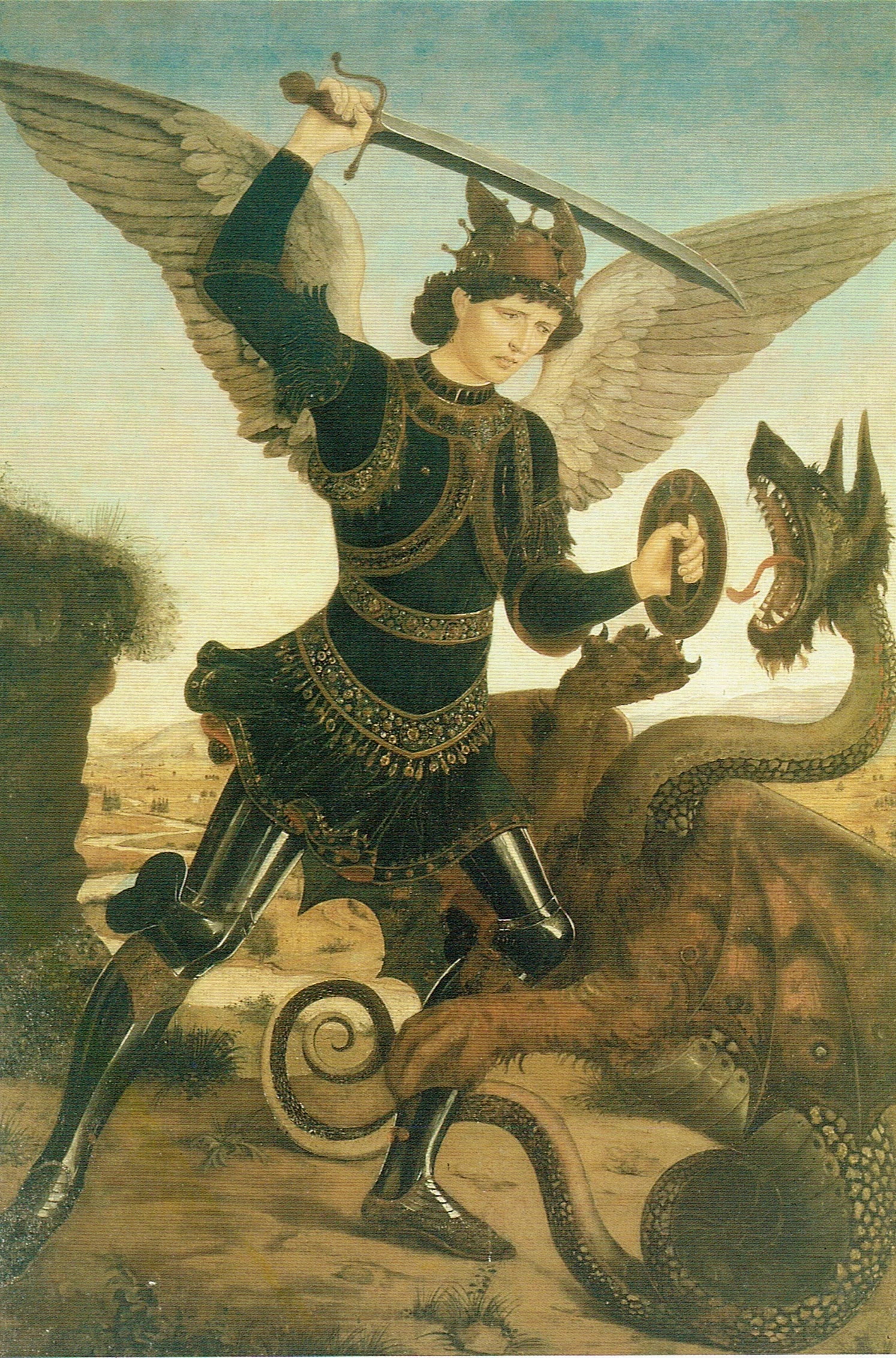 St. Michael and the dragon. Painting c.1460 - 1470. Antonio del Pollaiolo (1429–1498). Museum Bardini. CC ASA 3.0
