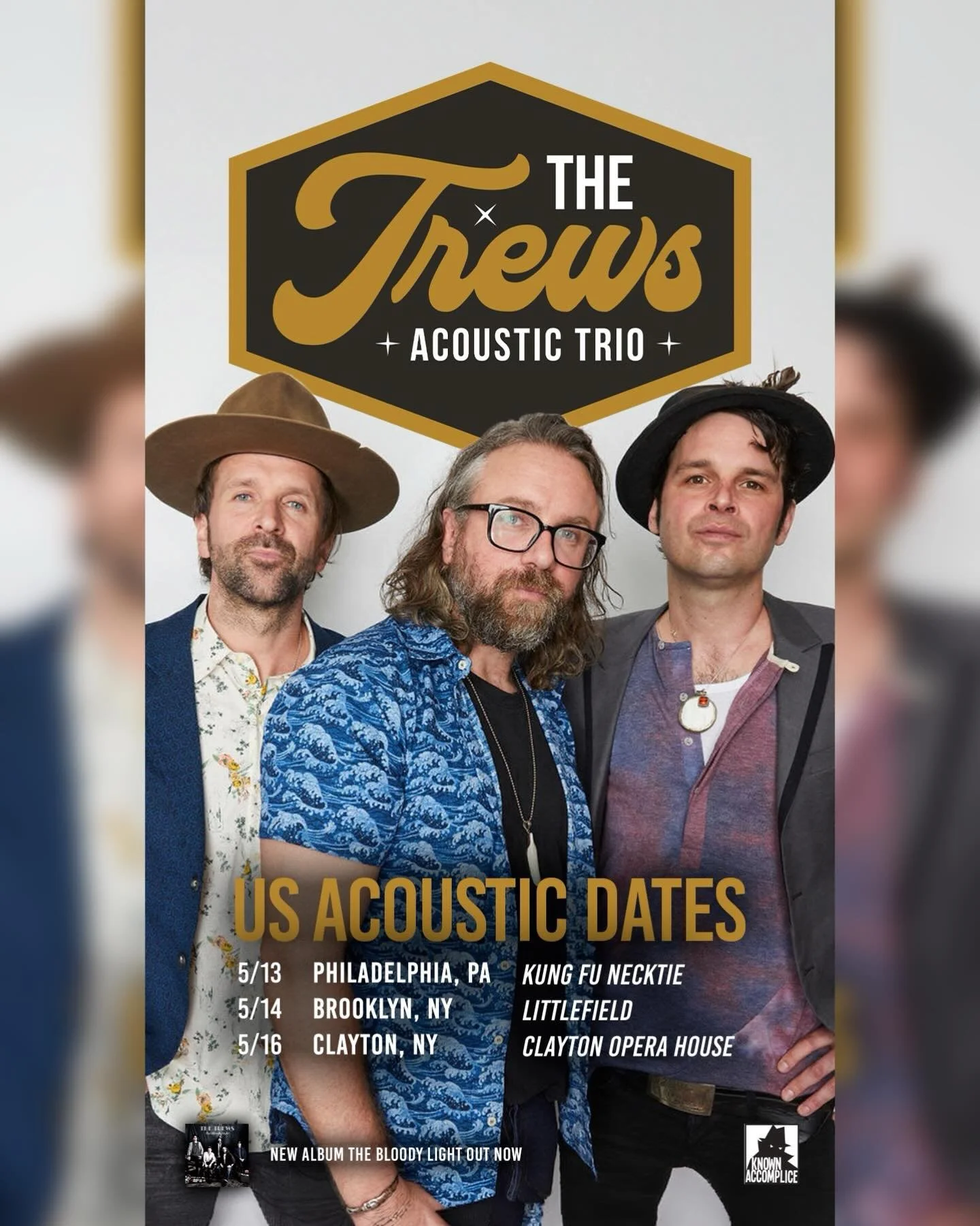 The Trews acoustic trio will be doing a limited run of dates on the east coast of the U.S. in May. Tickets go on sale this Friday, April 3rd for Philly and Brooklyn and April 7th for Clayton but sign up to Laylo now (link in bio) for early access pre