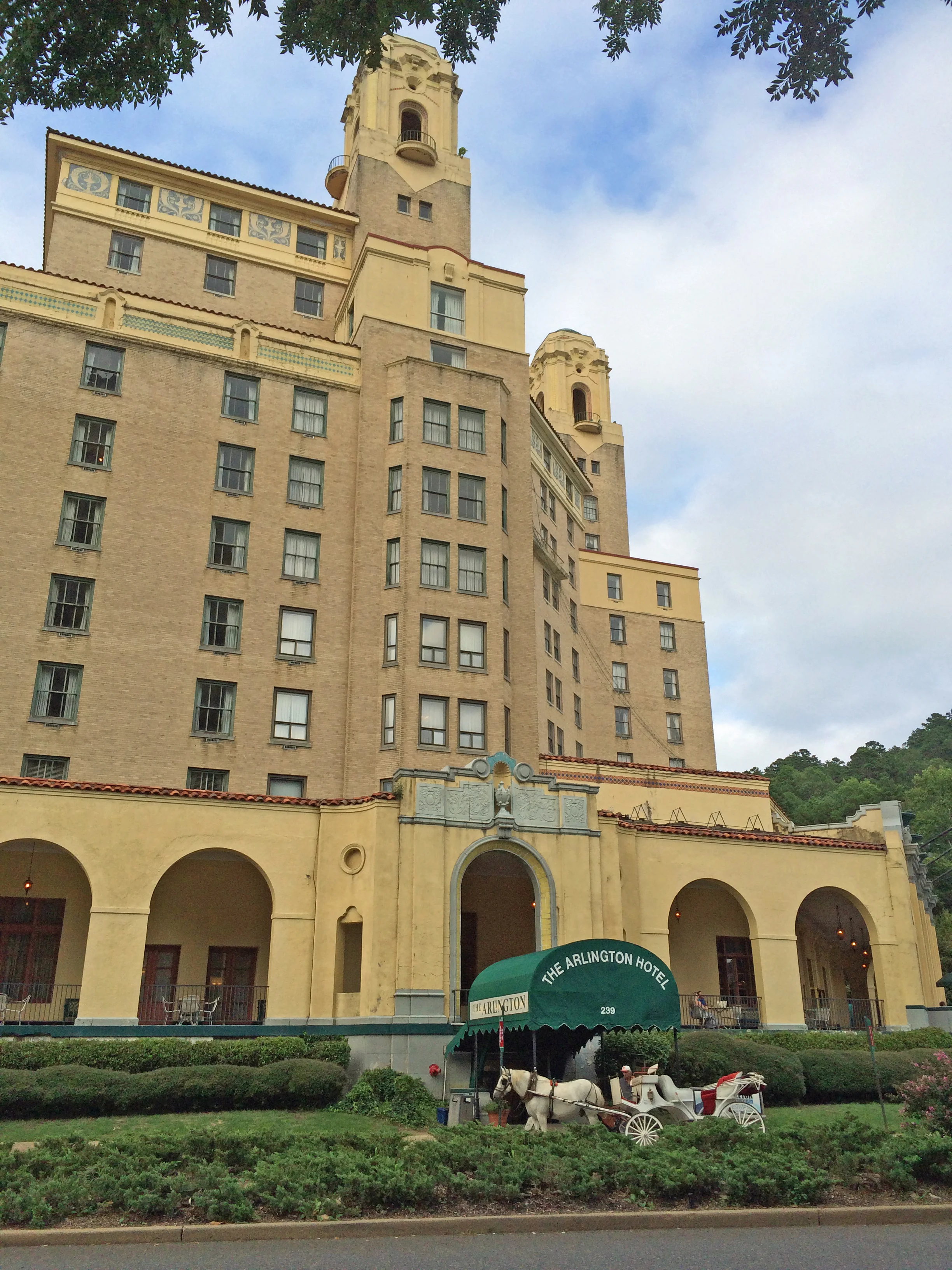 Downtown Hot Springs, Arkansas. One of the many resorts that once lined the streets of this healing minded town. In the mid 19th century, Hot Springs, Arkansas was known for its health spas, diverting the natural hot springs to the spas for therapeutic relief.
