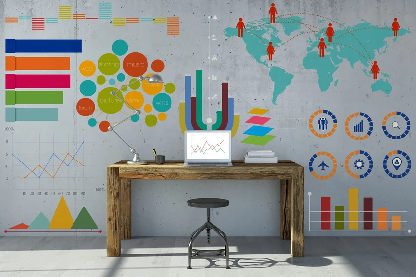 Infografik und Diagramm am Arbeitsplatz