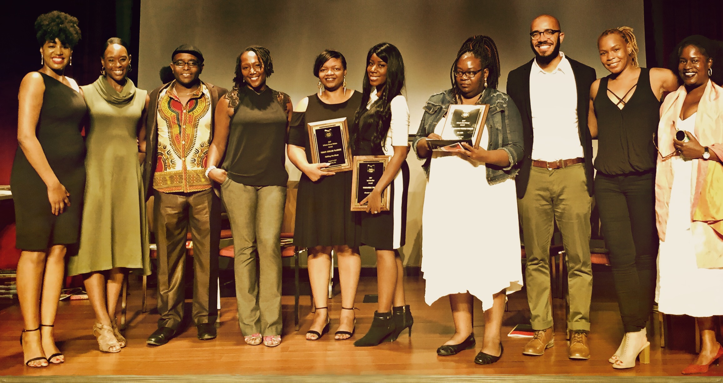  BCALA awardees for poetry, fiction, and non-fiction.  2017 BCALA Awardees: Natashia Deon ( Grace ), Jaqueline Woodson ( Another Brooklyn ), Colson Whitehead ( Underground Railroad ), Margot Shetterly ( Hidden Figures ), Monique Morris ( Pushout: The