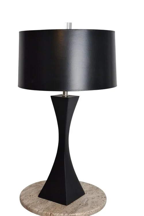 Modern Lamp in Black Lacquer, USA, circa 1970