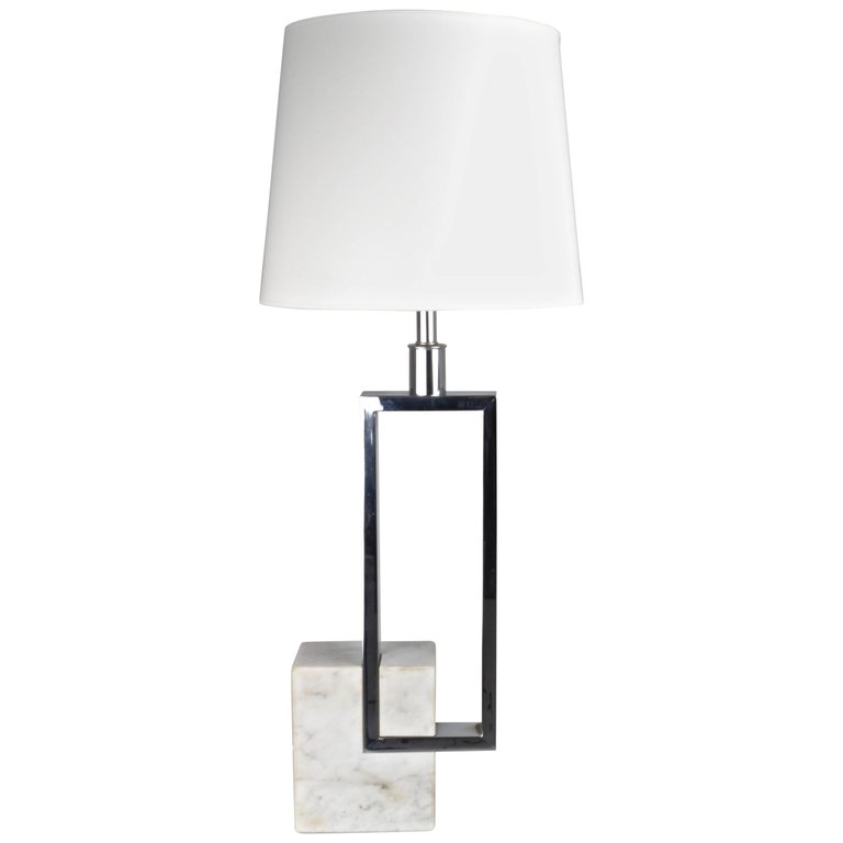 Modernist Chrome and Marble Lamp, 1960s