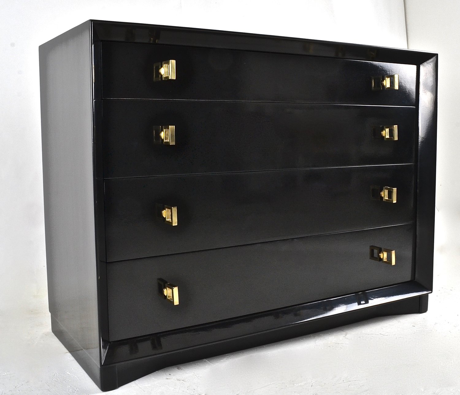 Modern Black Gloss Lacquer Chest Usa 1940s Awk