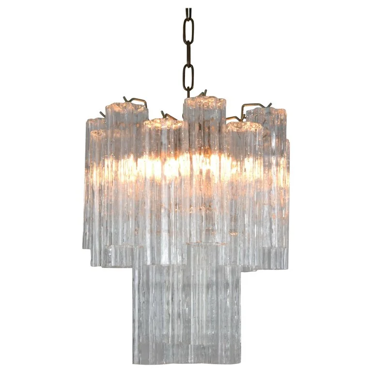 Venini Tronchi Chandelier with Eight Channel Tubes, Italy 1960s