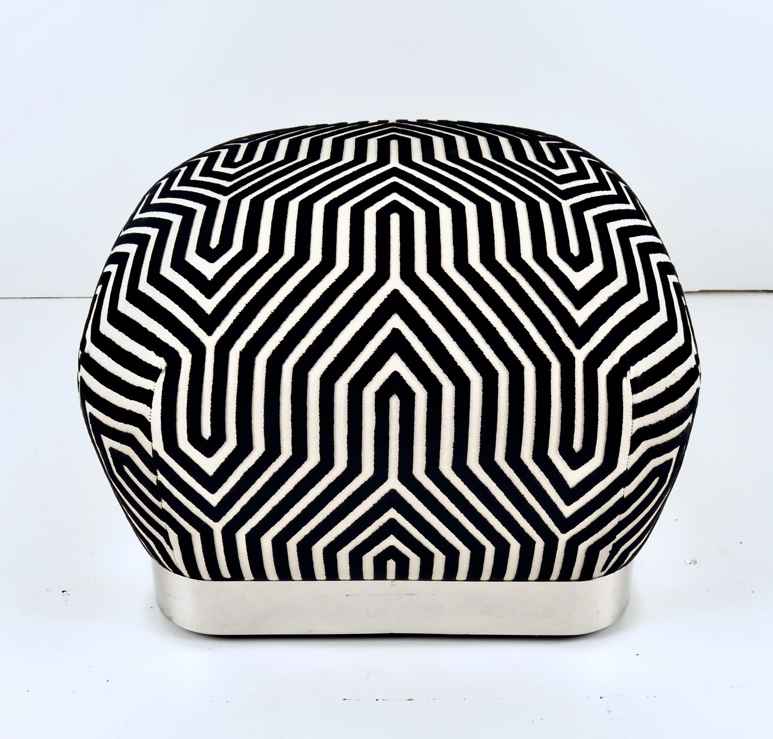 Vintage Karl Springer Pouf in Schumacher Vandebuilt Velvet