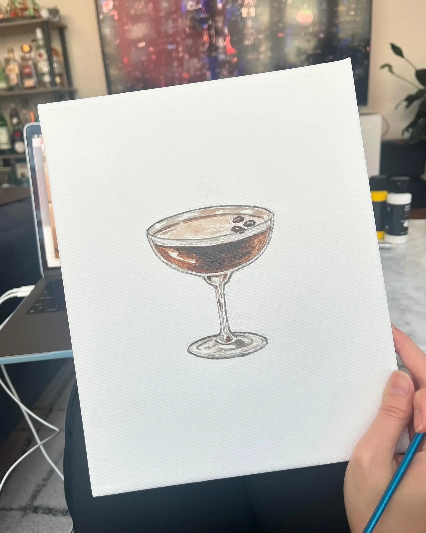 Shaken, not stirred - a little caffeine, a little art, and a whole lot of vibe.

Ingredients
&bull; vodka (1.5 ounces)
&bull; freshly brewed espresso (1 ounce)
&bull; coffee liqueur (1 ounce)
&bull; simple syrup or sugar (0.25-0.5 ounces)
&bull; ice
