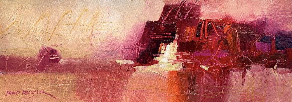 Red Rocks 6 11x30 Acrylic and Art Crayon on Paper-David M