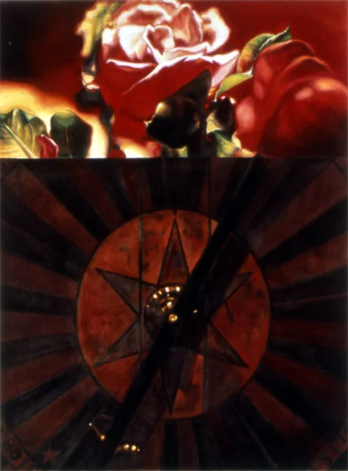 Atomic Rose Oil on panel 19" x 12" 1994
