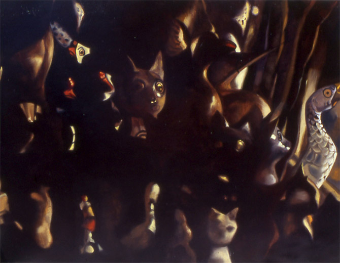 Cats Oil on panel 11" x 14" 1994