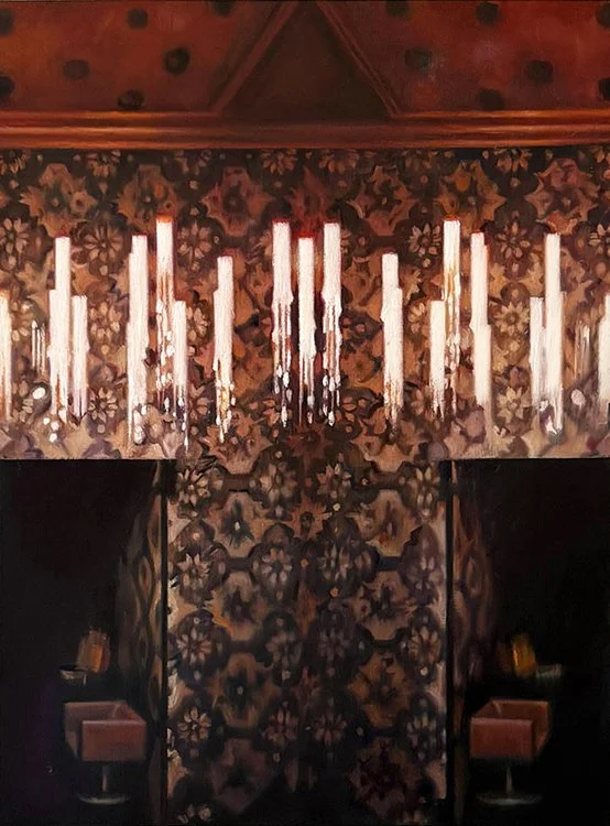   Budapest Interior Candles   Oil on hardwood panel  12” x 9”  2026 