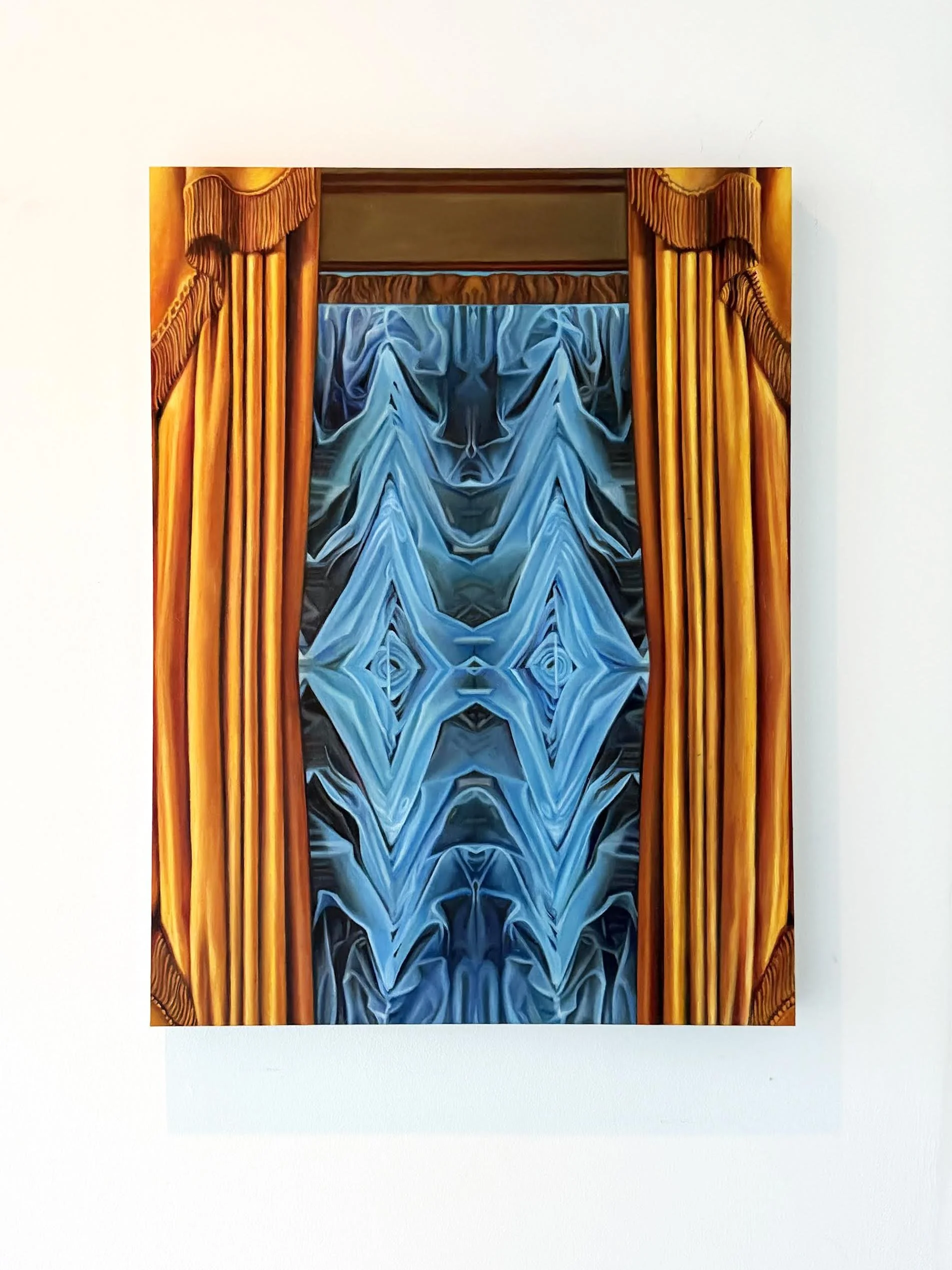   Gold Curtains   Oil on hardwood panel  24” x 18”  2026 