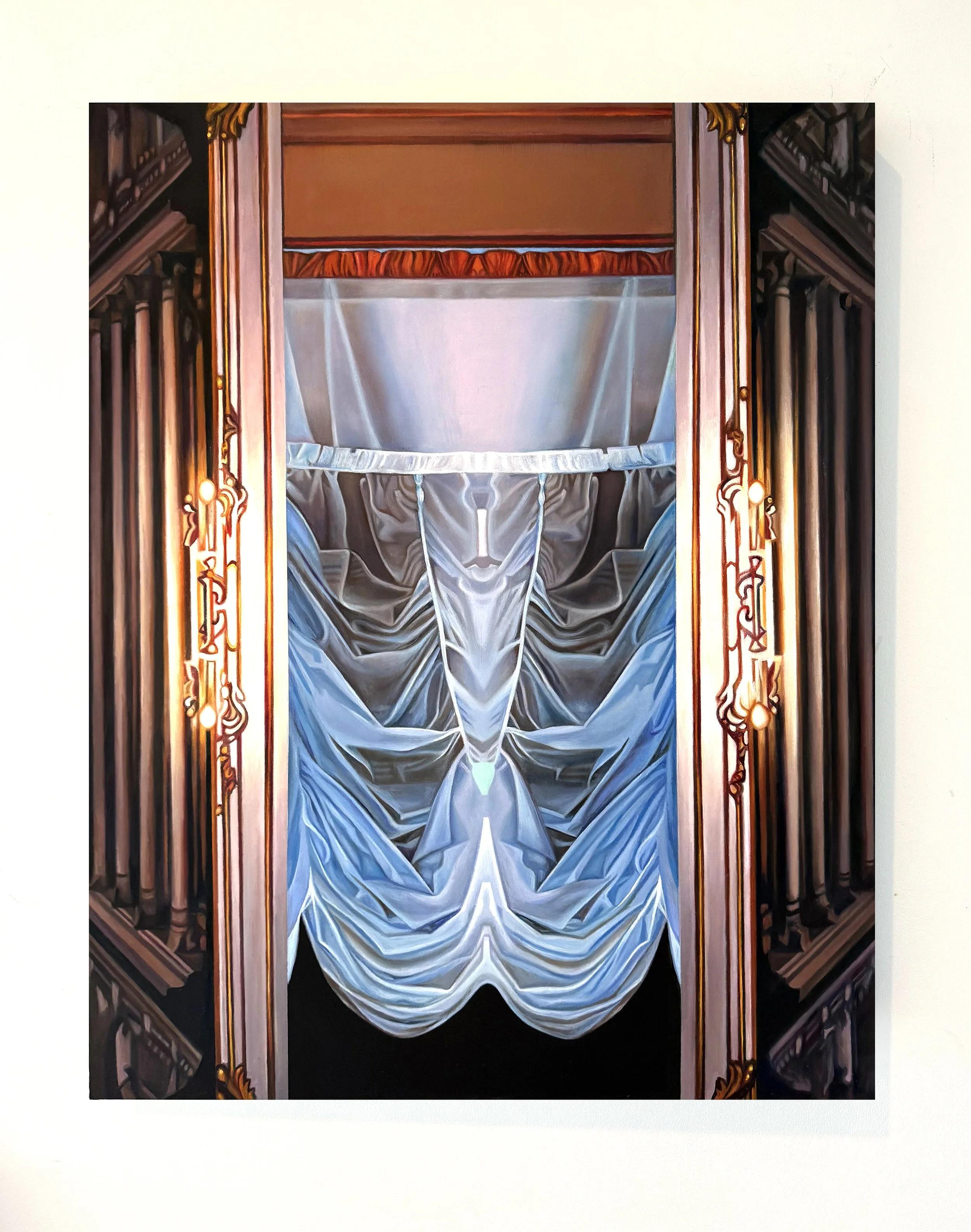   Gated Window   Oil on wood panel  30” x 24”  2026 