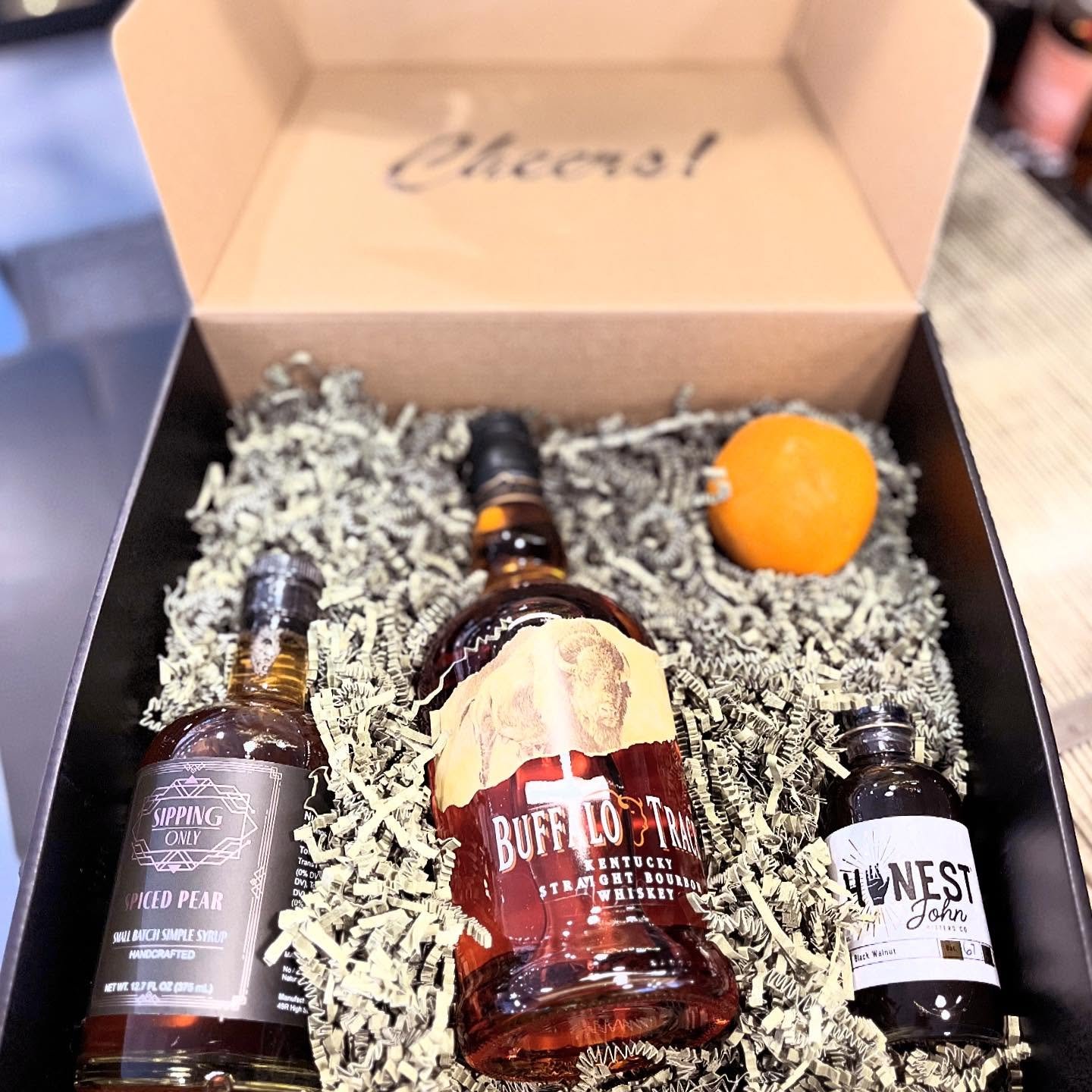 Our latest IntoxBox. Little bit of bourbon, black walnut and spiced pear. Come on down.  #cocktailkits #perfectgift #illtakeit #cocktailstogo #oftenimitated #grabandgo #thinkoutsidetheboxliquorstore