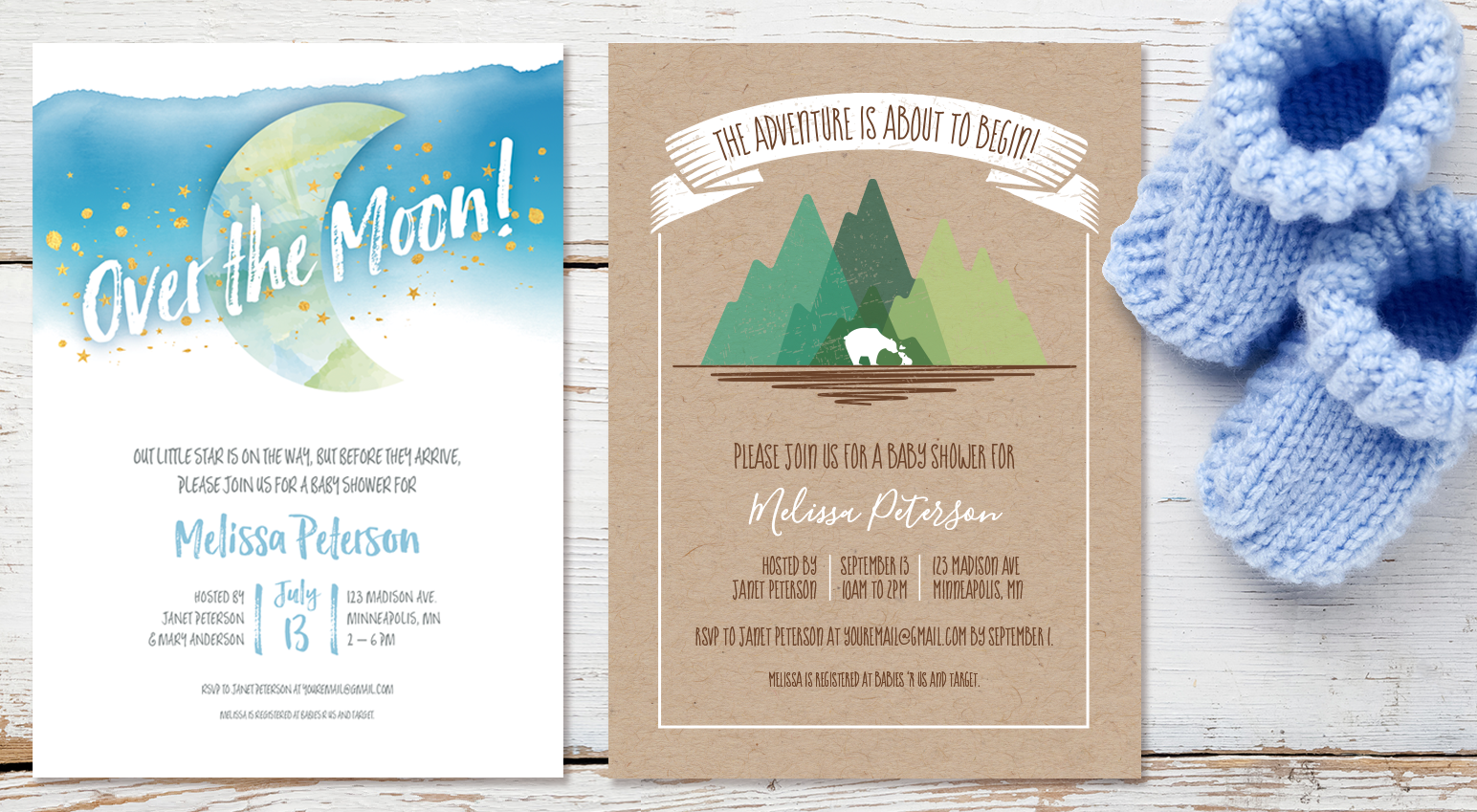 Print-on-demand baby shower invitations