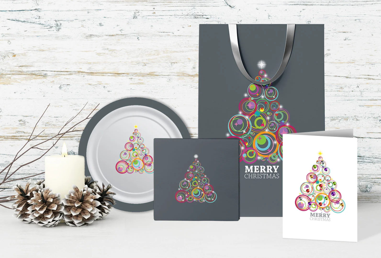 Print-on-demand contemporary Christmas tree products