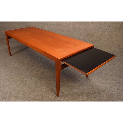 Vintage Mid Century Danish Modern Teak Coffee Table With Pull Out