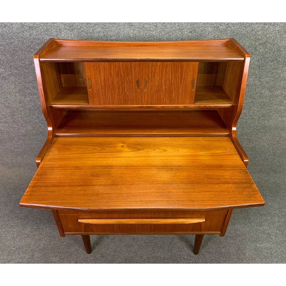 Vintage Danish Mid Century Modern Teak Secretary Desk Aymerick Modern