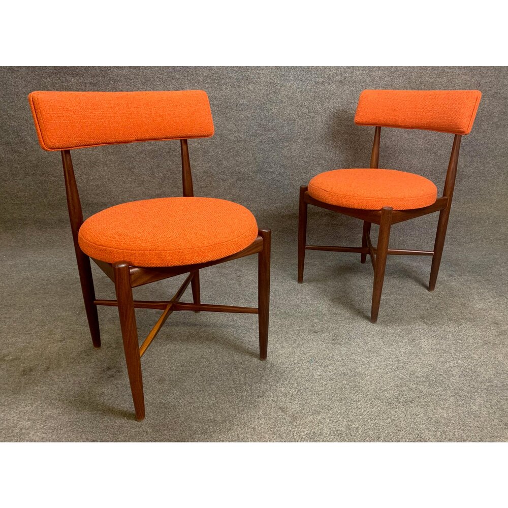 Pair Of Vintage British Mid Century, Antique Mid Century Modern Dining Chairs