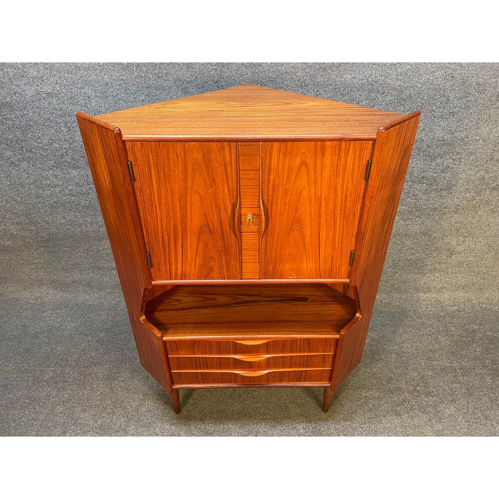 Vintage Danish Mid Century Modern Teak Bar Corner Cabinet Attributed To Ni Oman Aymerick Vintage Danish Mid Century Modern Teak, Mid Century Modern Corner Bar Cabinet