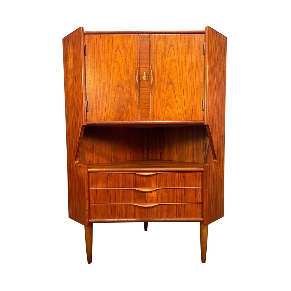 Vintage Danish Mid Century Modern Teak Bar Corner Cabinet Attributed To Ni Oman Aymerick Vintage Danish Mid Century Modern Teak, Mid Century Modern Corner Bar Cabinet