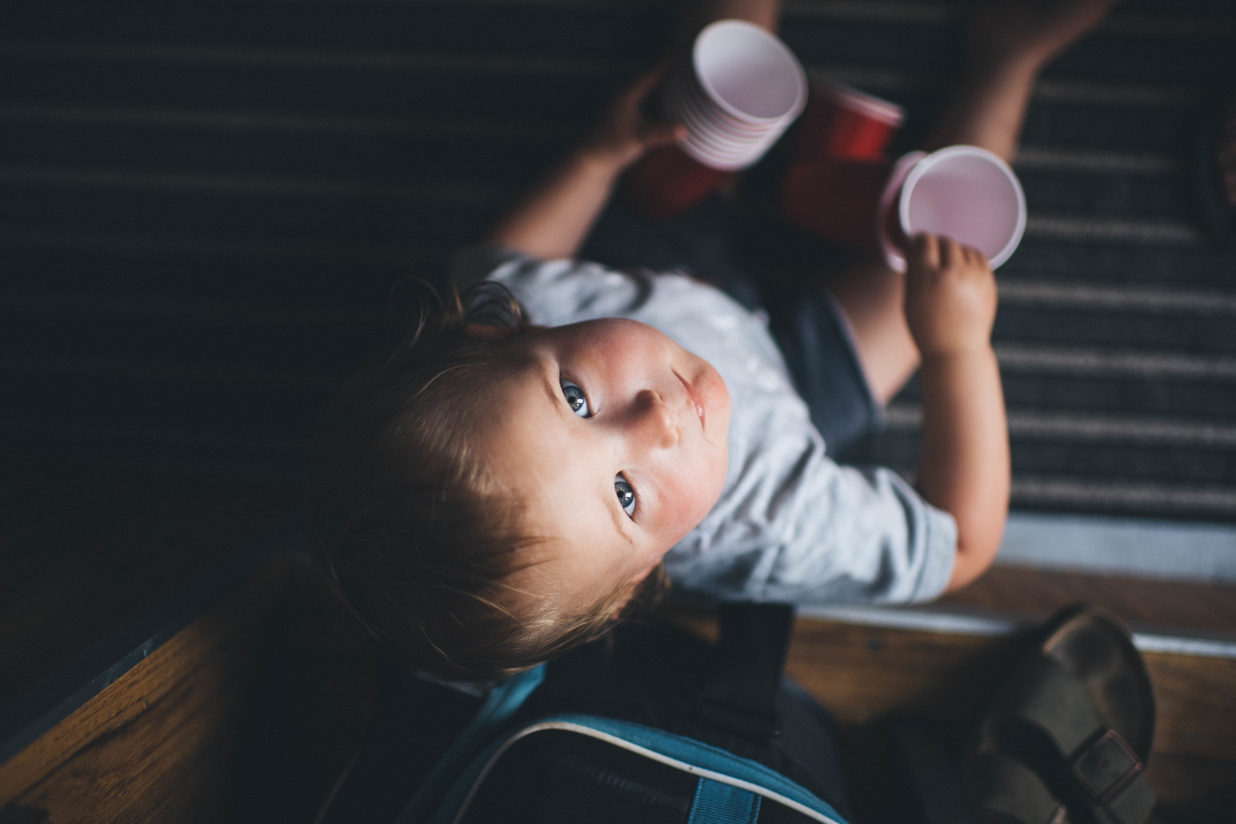 Billy enjoyed counting the red solo cups. He's already a backyard BBQ king! 