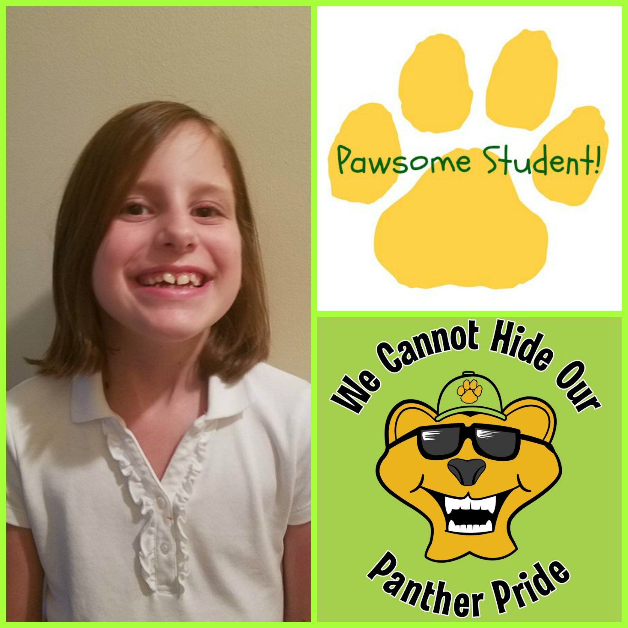 Meet PAWSOME STUDENT, Alonna Bryant! She designed this year's Spirit Shirt! Good job Alonna!