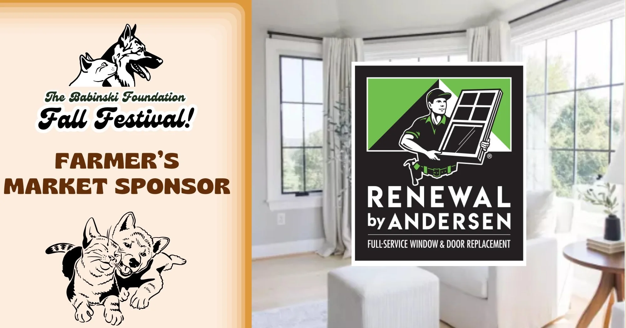 We're incredibly thankful to Renewal by Andersen for sponsoring the Farmers Market at The Babinski Foundation Fall Festival!

Thanks to their support, you can shop with over 30 vendors offering various wares and goods. Don't miss out on all the amazi