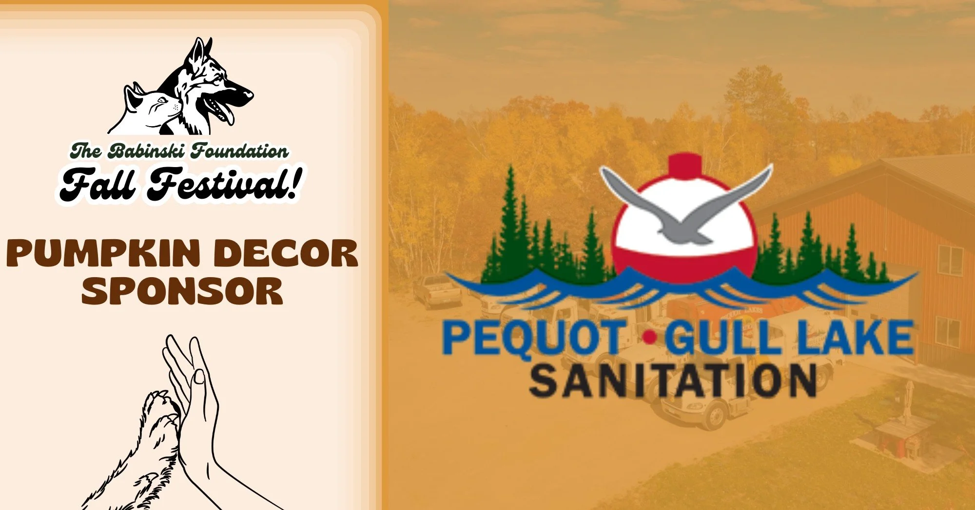 A huge round of applause for Pequot/Gull Lake Sanitation!

Not only are they ensuring our grounds stay sparkling clean by meeting all of our waste management needs, but they are also bringing the creative fun by sponsoring the Pumpkin Decorating acti