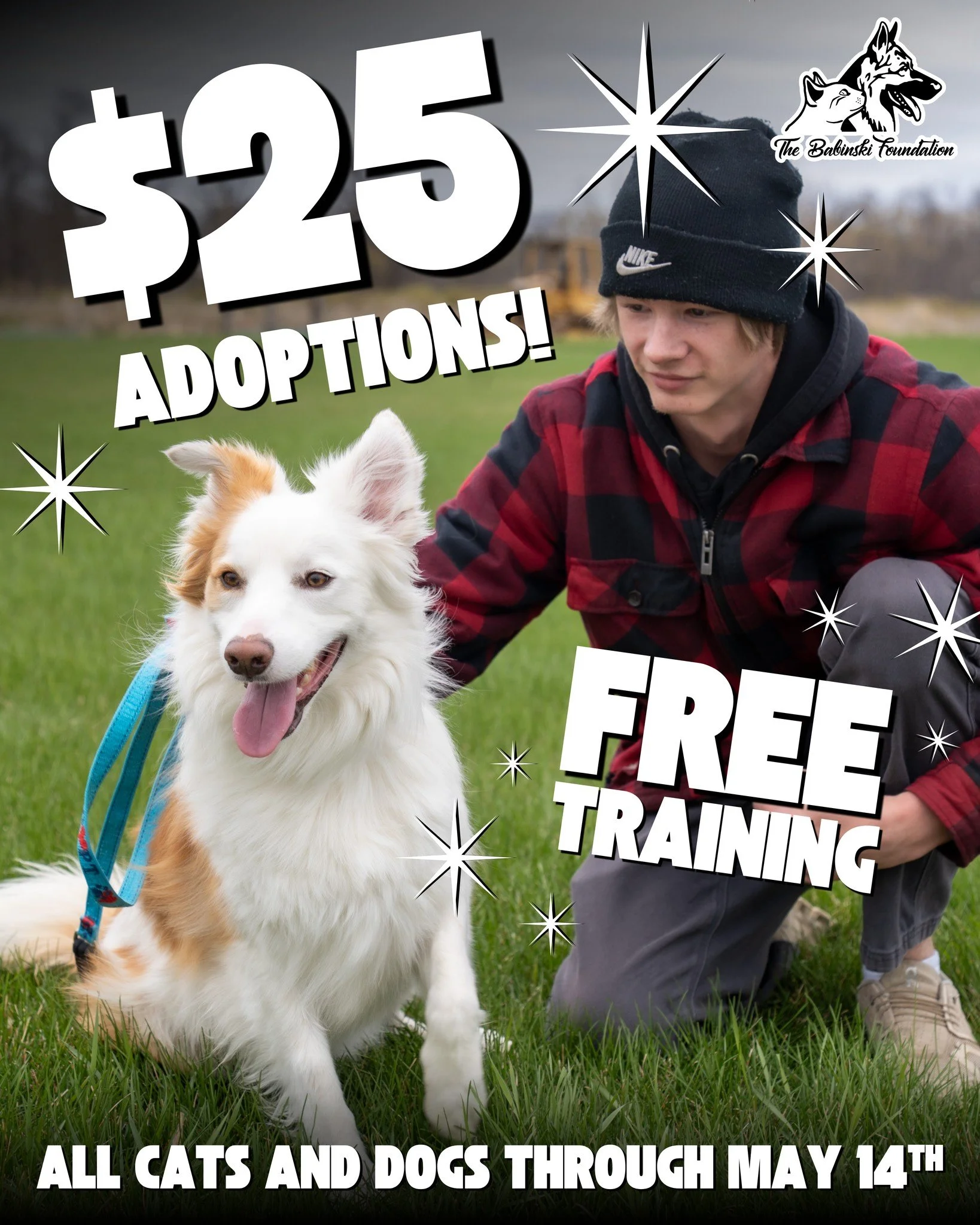 ✨ OUR BIGGEST ADOPTION PROMO EVER! ✨

✨$25 ADOPTIONS!
✨FREE TRAINING!

Every animal deserves a family, and every family deserves an animal. To give animals and families an amazing start, we&rsquo;re launching our biggest promotion yet! Now through Ma