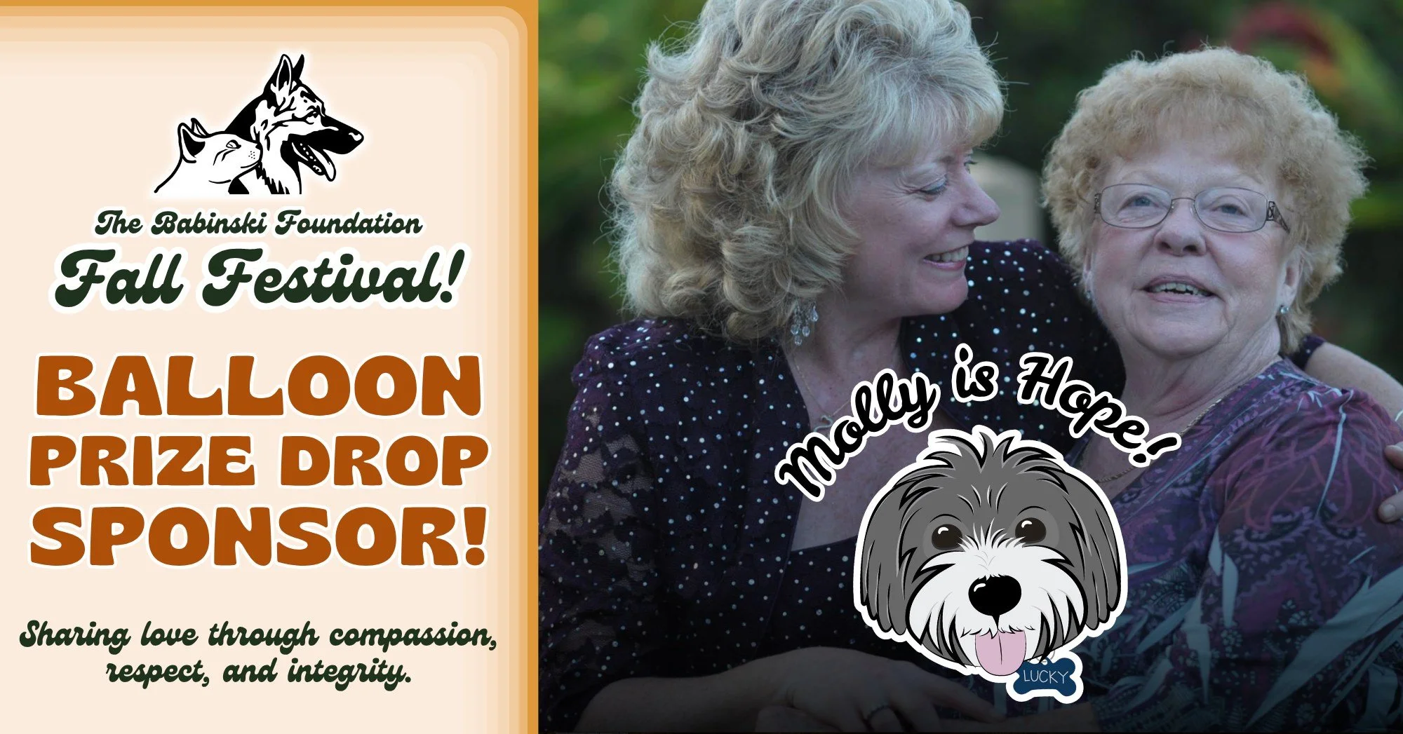 🍂🐾 Balloon Drop Sponsor! 🐾🍂

Don't miss out on September 12th! With the help of Molly is Hope, we&rsquo;re dropping hundreds of balloons loaded with $2,000 in prizes. Pop them as fast as you can to walk away with your free prizes!

This awesome a