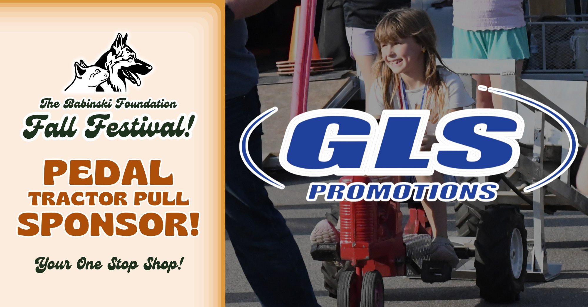 🍂🐾Pedal Tractor Pull Sponsor! 🐾🍂

Thanks to @gls_promotions, kids ages 4 through 11 can test their strength and stamina at the Pedal Tractor Pull during this year's Fall Festival on September 12th!

With 42 years in business and partnered with Ta