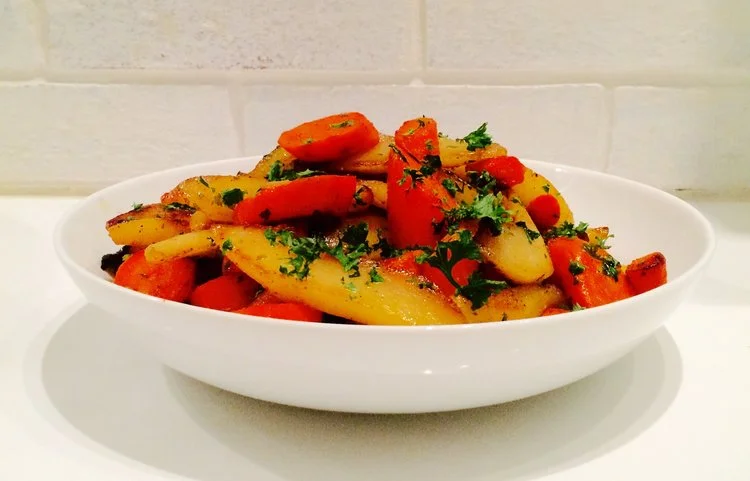 Pears and Carrots Caramelized in Honey