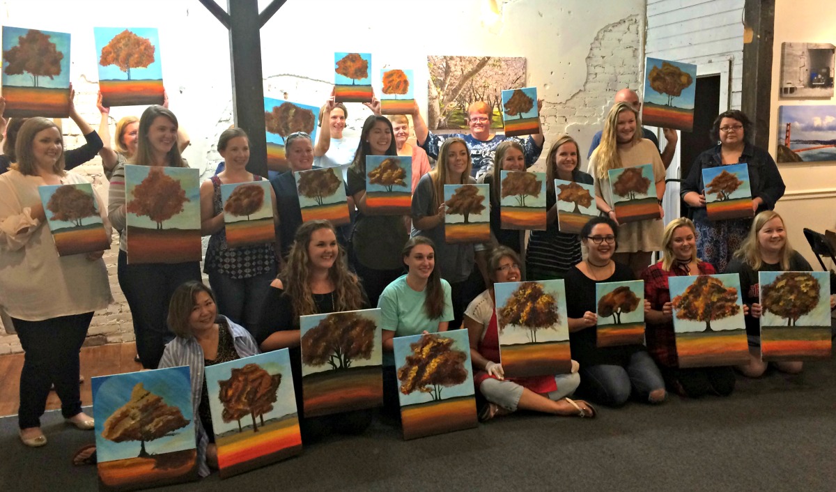 Everyone with their beautiful finished paintings.