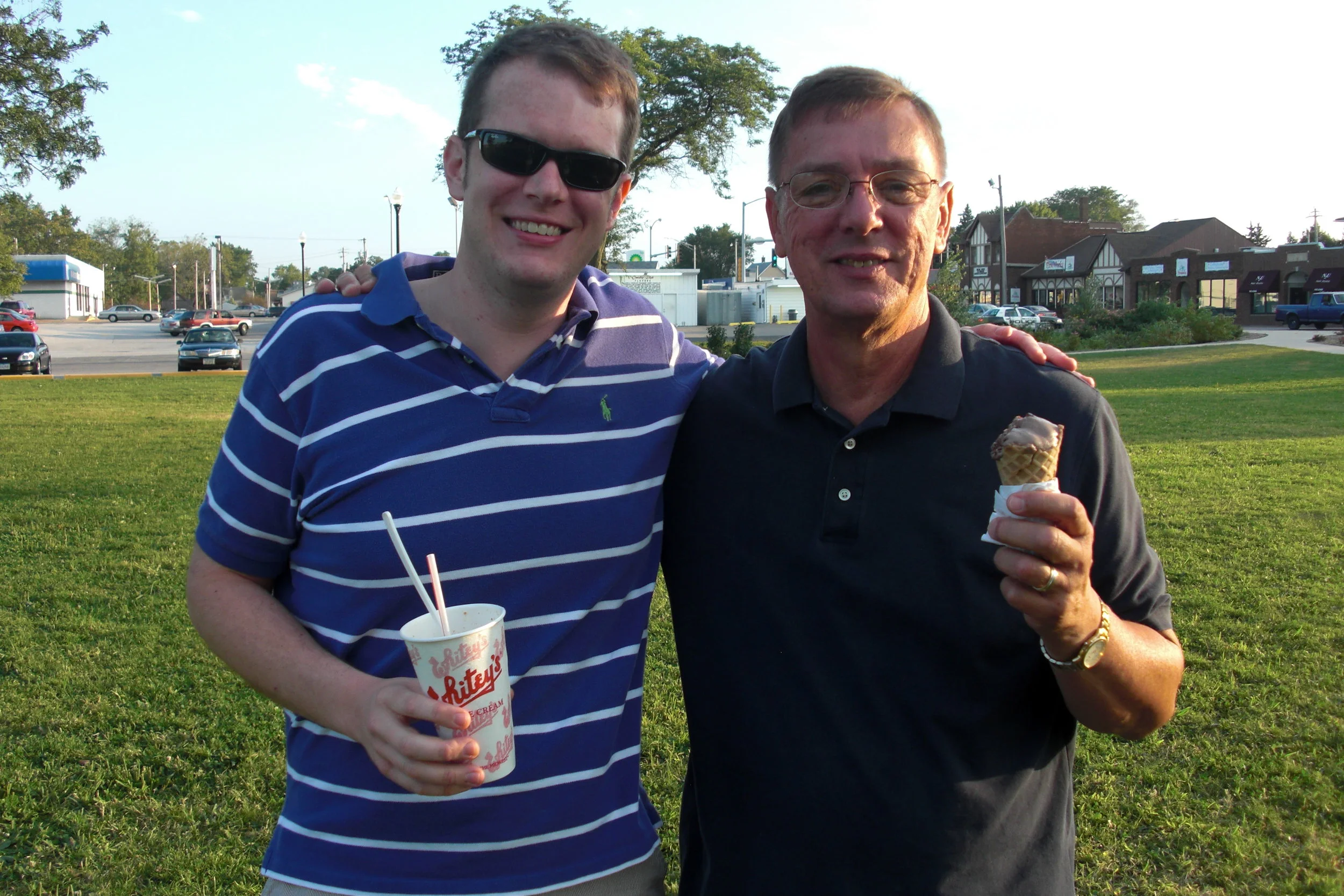 My dad and me, Summer 2010. If your dad's alive, go get ice cream with him. If you've got children, take 'em to get a cone!
