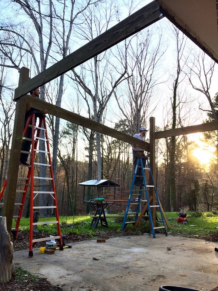 The work goes on forever, and the party never ends. This pergola over the patio is now (amazingly) completed!