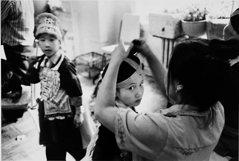 Getting dressed for the photographer. Chicago, IL 1983