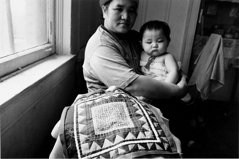 Dia Lee with grandson & Pandau in her apartment at 5050. Chicago, IL 1983