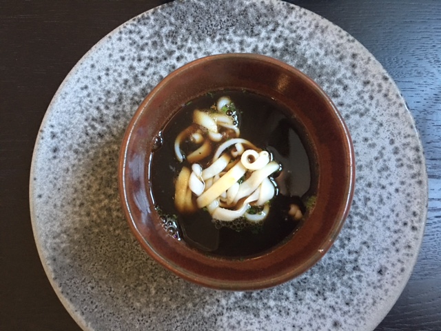 Ramen - squid noodles, chanterelle broth, scallop