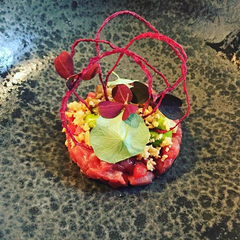 Beef tartare, chevre , parsley