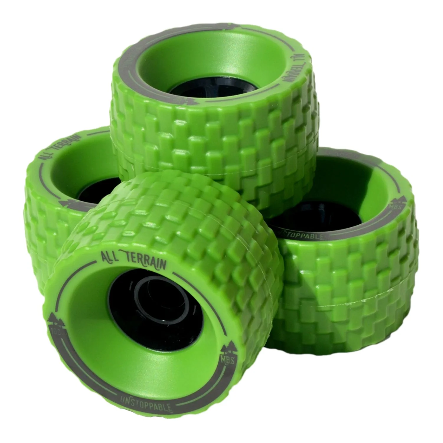 13406 - MBS All-Terrain Longboard Skateboard Wheels - Green (4)