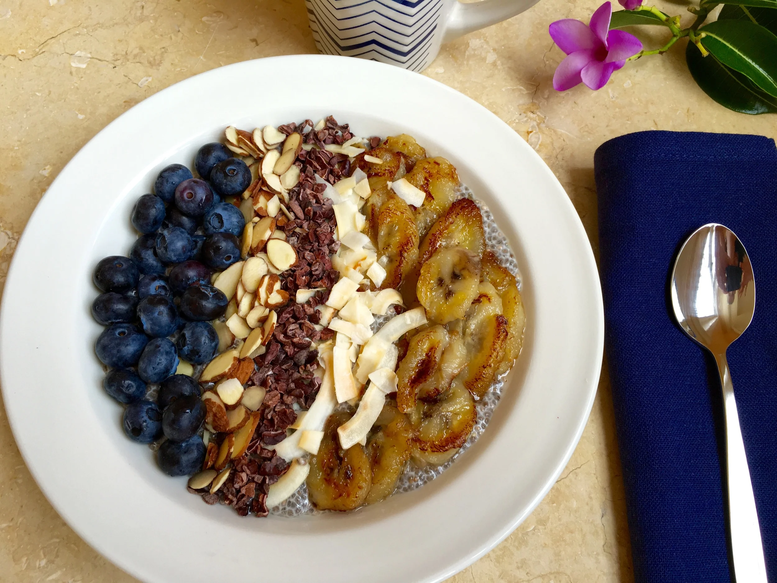 Chia Pudding with Coconut Fried Bananas