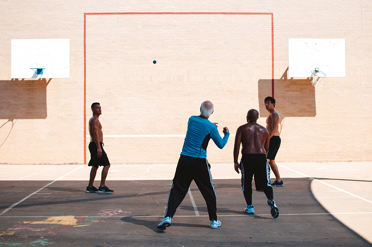 Abe is a semi-retired social worker who has played handball since he was a little kid. He likes that the bus allows him to be around other people who live in Austin. His photos were taken at Kocurek Elementary School and his home in South Austin. “I don’t think about stopping, but I know there’s going to be a time. It’s probably going to be due to injury. I expect to get hurt in a way where I really can’t recover well enough to play again. I’m going to hate it. I just like the competition and the game itself. So I’ll be very unhappy. But I’ve got the gym. I can continue going to the gym and getting exercise that way. But it’ll be a sad day.”